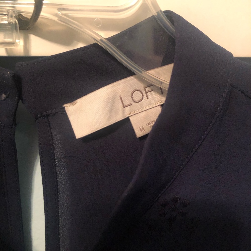 LOFT Navy Embroidered Top - Picture 7 of 8